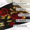1pc Black Red Rose Blanket Skin-Friendly Soft Blanket Flannel Blanket 2025 New for Birthday Gift Home Sofa Chair Decoration
