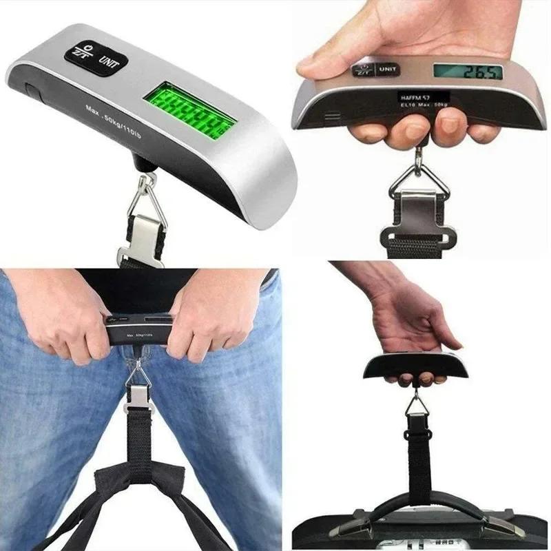 50kg Portable Hanging Scale Electronic Hand Luggage Scale Digital Display Suitcase 110lb Travel Baggage Bag Weighing Tools