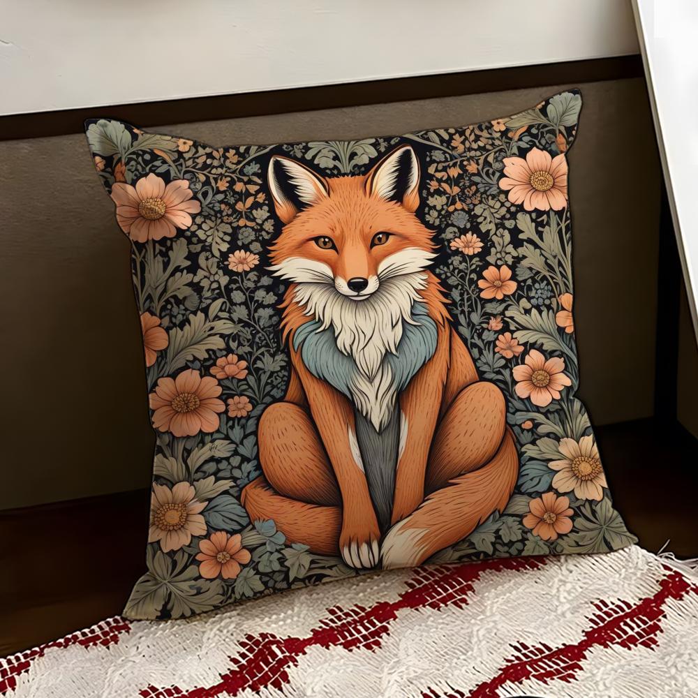 WWilliam MMorris Art Fox Cushion Cover Reversible Soft Durable Pillow Cover Home Car MultiScene Use for Daily Comfort