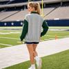 Women's Casual Printed Long Sleeve Zip Up Sweatshirt with Stand Collar