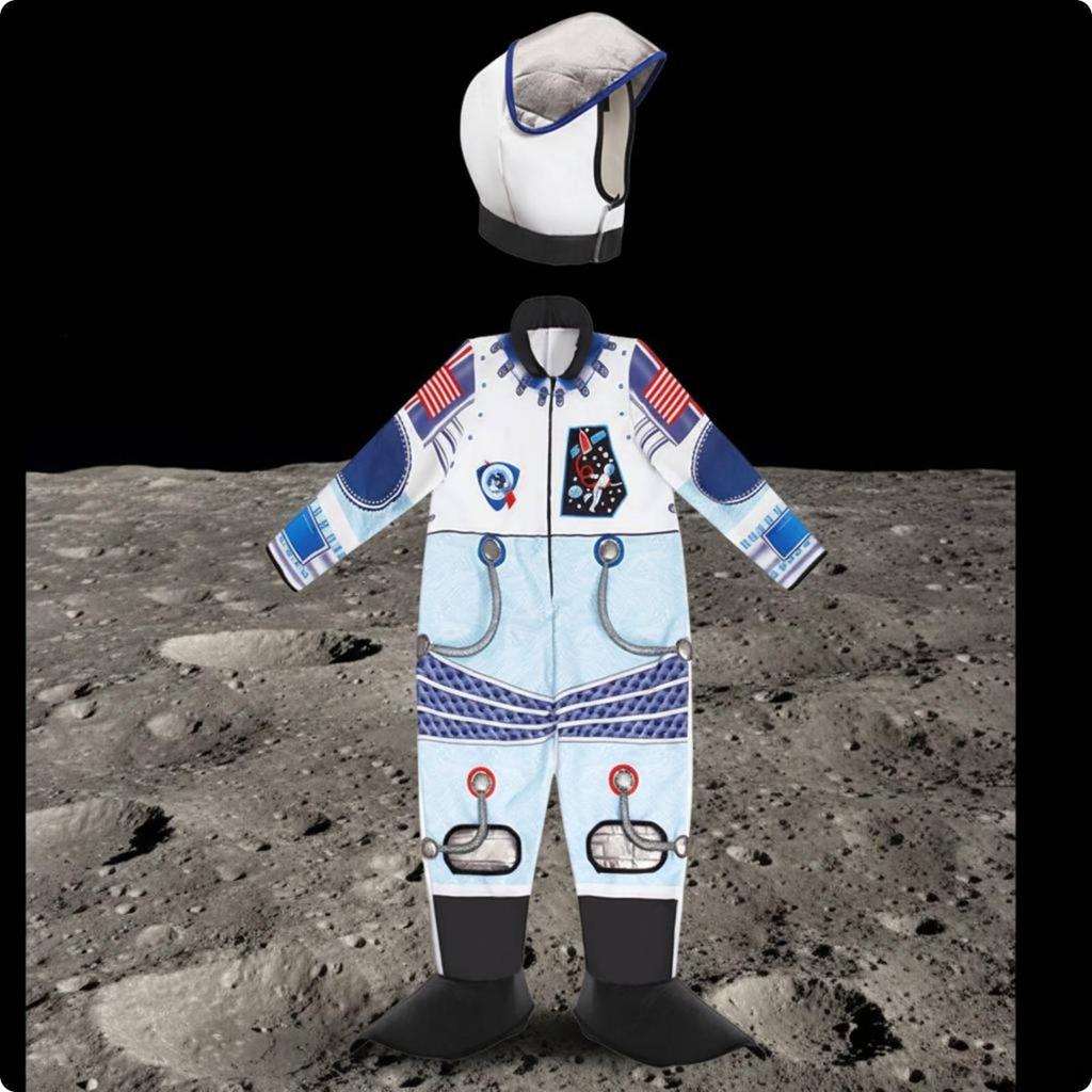 Kids Astronaut Costume Shiny Look Ribbon Streamers Prop Sm Rocket Horizontal