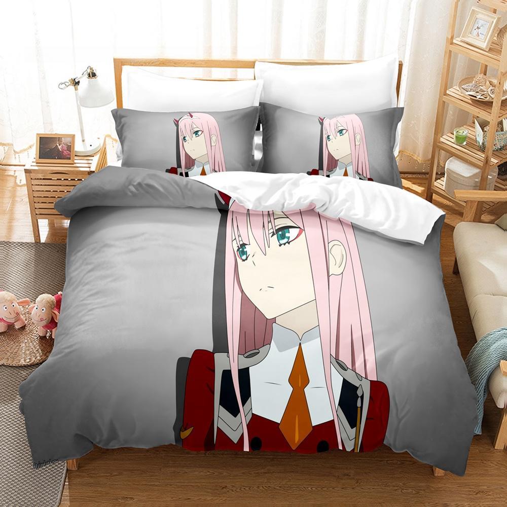 Zero Two (Darling In the FranXX) 002 Bedding Set Single Twin Full Queen King Size Bed Set Aldult Kid Bedroom Duvet Cover Sets