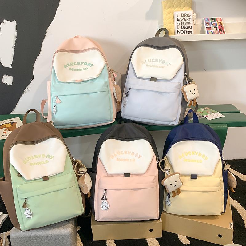 Женский рюкзак большой вместимости с цветными блоками для путешествий — фото 8