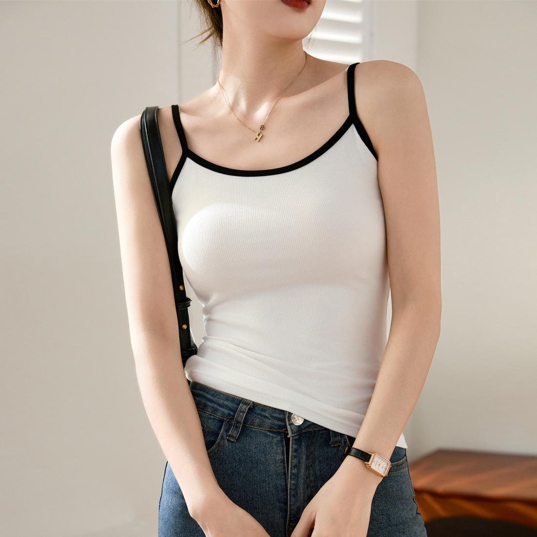 

Жіноча жилетка на підтяжках у смужку з чистої бавовни для літнього одягу. Новий стильний верхній верх M