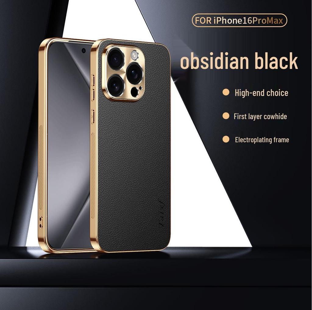 Electroplated Lychee Pattern Case for iPhone 14, 15, 16 Pro, and 17 - Precision Fit, Stylish Design