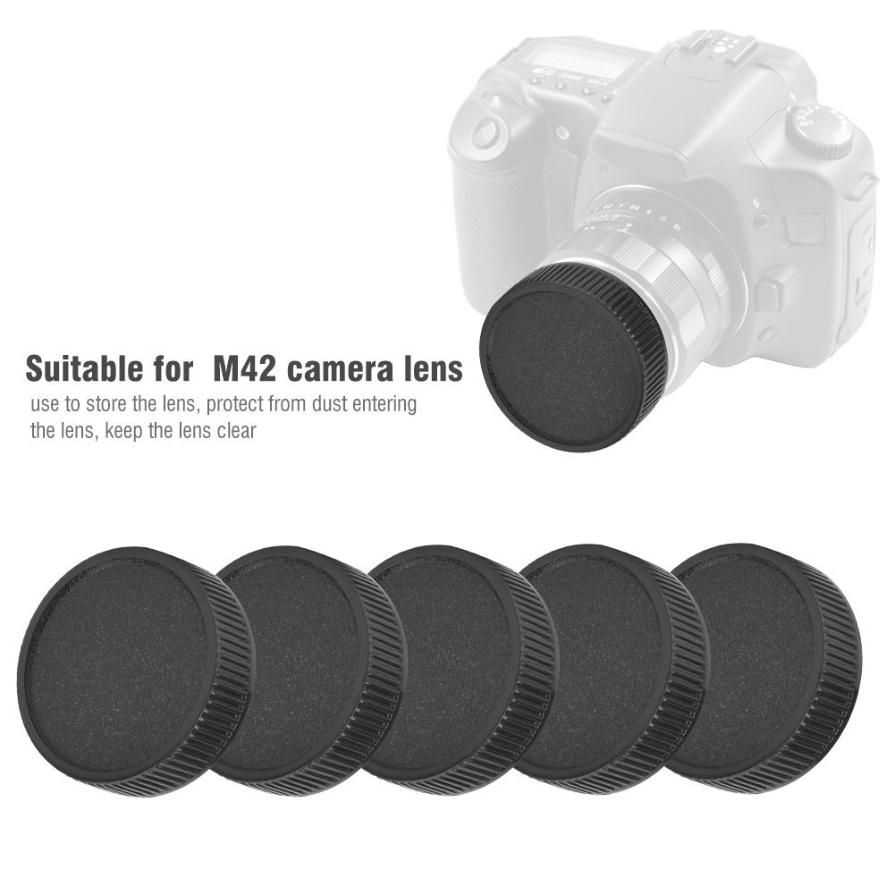 5 vnt. plastikinių galinio objektyvo dangtelių, tinkančių M42 fotoaparatui, juodi, apsaugantys nuo dulkių