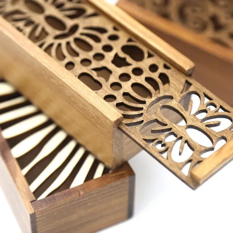 Scatola portaoggetti per trucchi, portapenne, scatola portaoggetti in legno cavo, cassetto per gioielli, portapenne, cancelleria, scatola regalo per la scuola