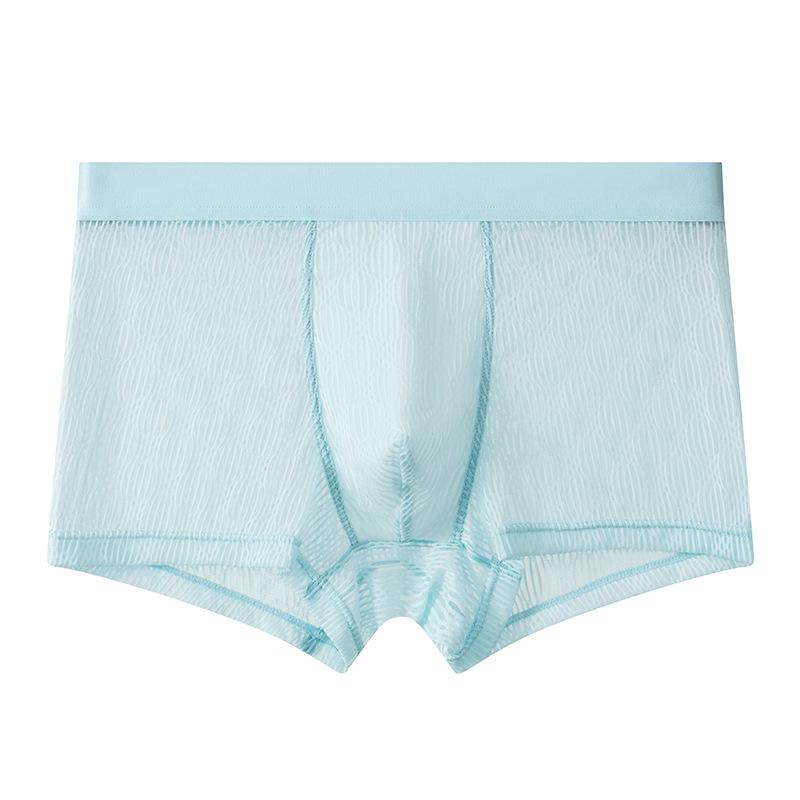 Men's Summer Thin Personality Lace Mesh Ice Silk Breathable Cool Quick Dry Flat Angle Underwear