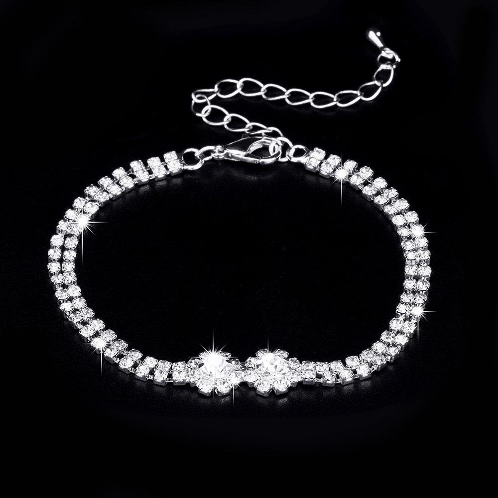 Ladies Earrings Necklace Bracelet Jewelry Set Claw Chain Bridal Jewelry Simple Blue Birthday Party Gift
