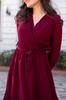 Women's Big Size Dress Claret Red Double Breasted Neck Chiffon Plus Size Dress