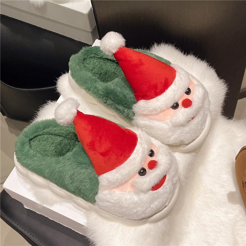 New creative Santa Claus cotton slippers autumn and winter home indoor couple slippers thick-soled fluffy cotton slippers