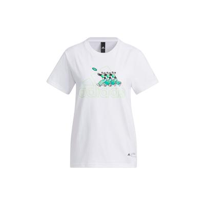 adidas Badge Of Sport Cartoon Panda Letter Logo Print Casual Sports Tee Women Tops White IP3935