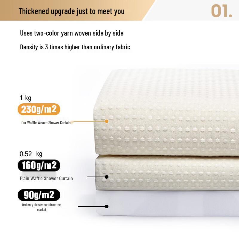 Hanyou Waterproof Waffle Shower Curtain