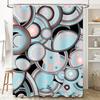 Japanese Style Waterfall Shower Curtain Black White Oriental Print Bath Decor with Tree Design Waterproof Fabric Room Decoration