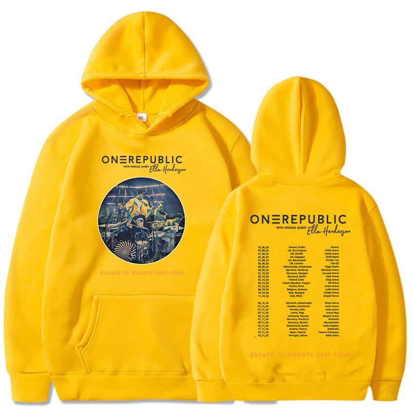 OneRepublic Escape To Europe 2025 Tour Hoodies Autumn Fleece Casual Male Sweatshirts Long Sleeve Band Printing Sudaderas Unisex
