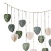 Bohemian Woven Tapestry Macrame Wall Hanging, with Photo Display Clips, Backdrop Art Decor Leaf