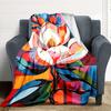 1pc Floral Abstract Print Blanket   Lightweight Flannel Throw Blanket For Sofa, Bed, Living Room, Office, Outdoor Travel, Camping