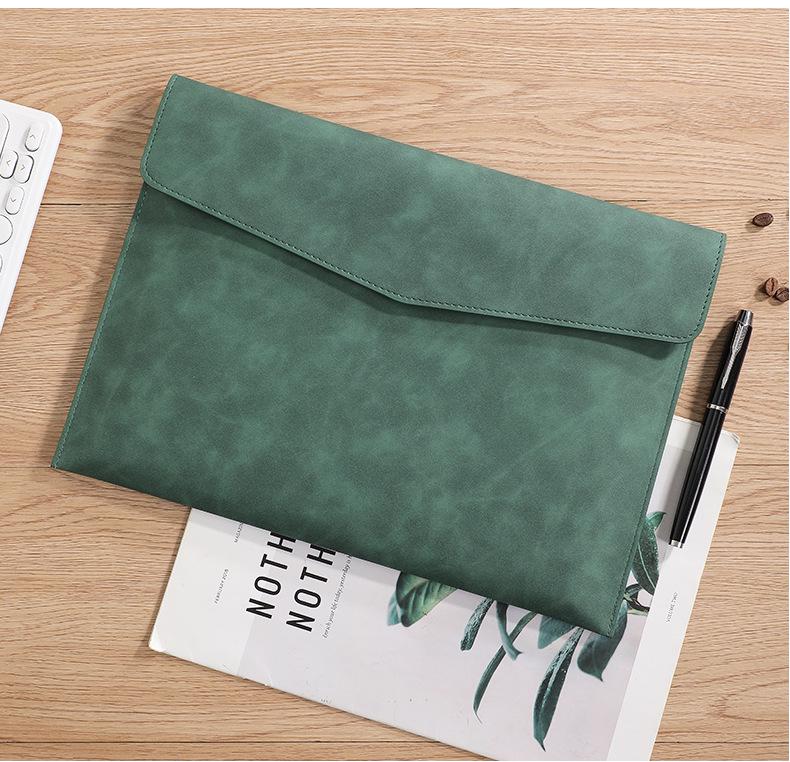 A4 Leather Waterproof Briefcase Folder with Large Capacity for Business Meetings