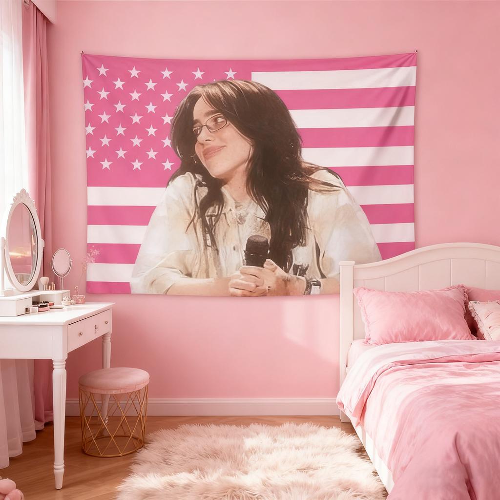 1pc Billie Poster Tapestry Pink Flag Style Wall Hanging Ideal for Living RoomBedroom Decor Fan Gift