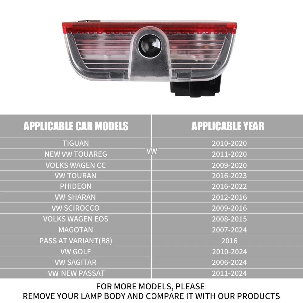 New 2026 2/4PC Car Door Logo Welcome Light LED Laser Projector For Volkswagen VW Golf Variant B8 New Passat Touareg Phideon Tiguan CC Eos