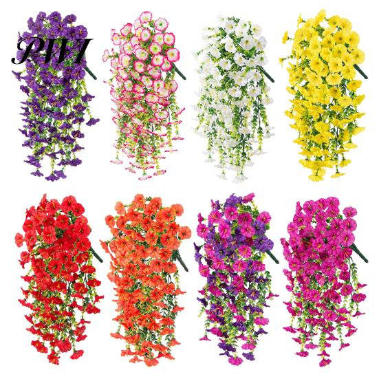 Easy-care Artificial Flowers 2 Pcs Hanging Petunia UV Resistant Faux Year-round Decorations Reusable Simulated Petunias for Outdoors Festive