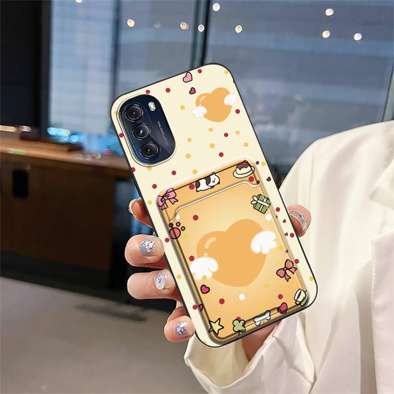 Dirt-resistant Cartoon Phone Case For MOTO G 5G 2022 Cute Durable Shockproof Full wrap Card slot Card bag Graffiti Cover