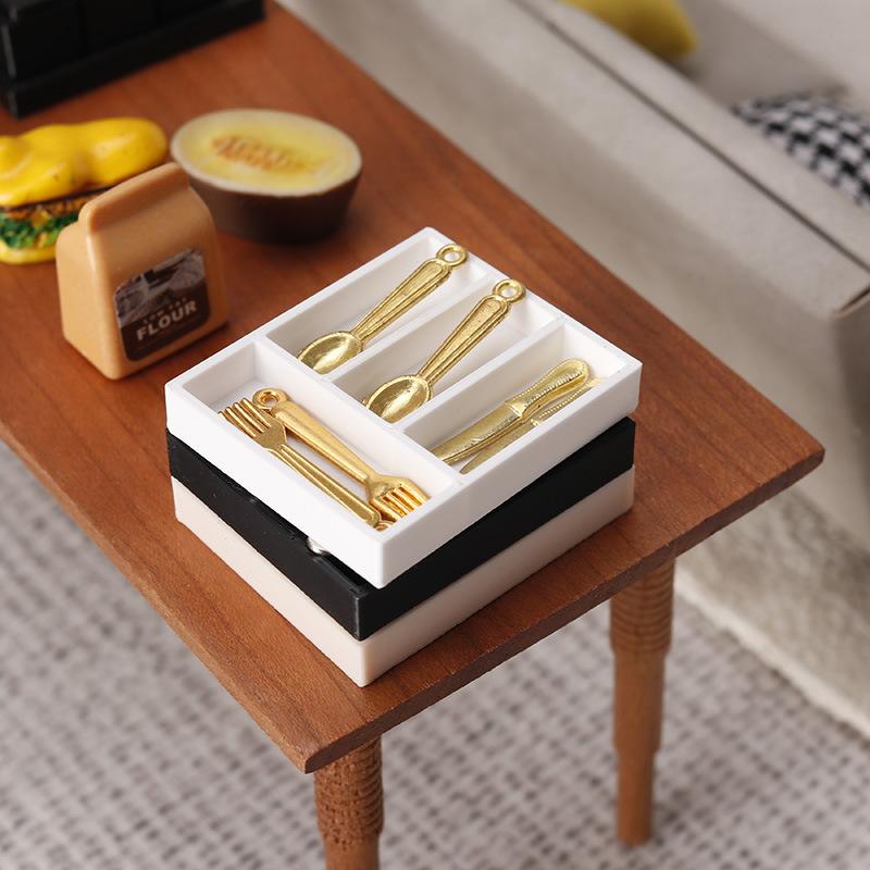 5Pcs 1/12 Dollhouse Tableware Sundries Storage Tray Table Drawer Storage Case Dressing Desk Jewelry Stationery Organizer