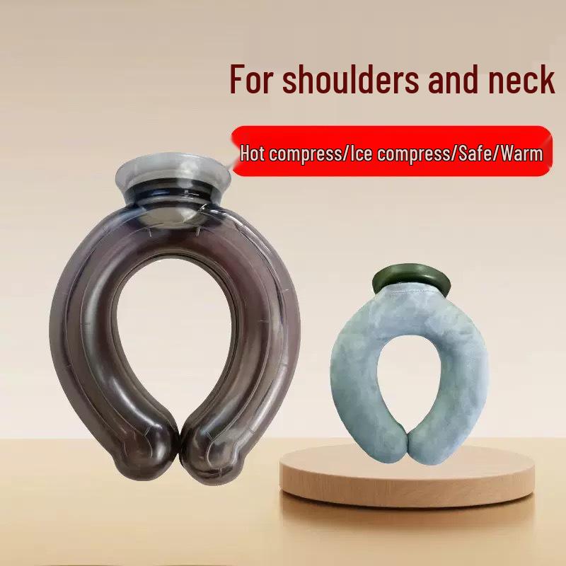 

Large Capacity U-Shaped Neck Hot Water Bottle, Explosion-Proof PVC Design for Cervical Spine.