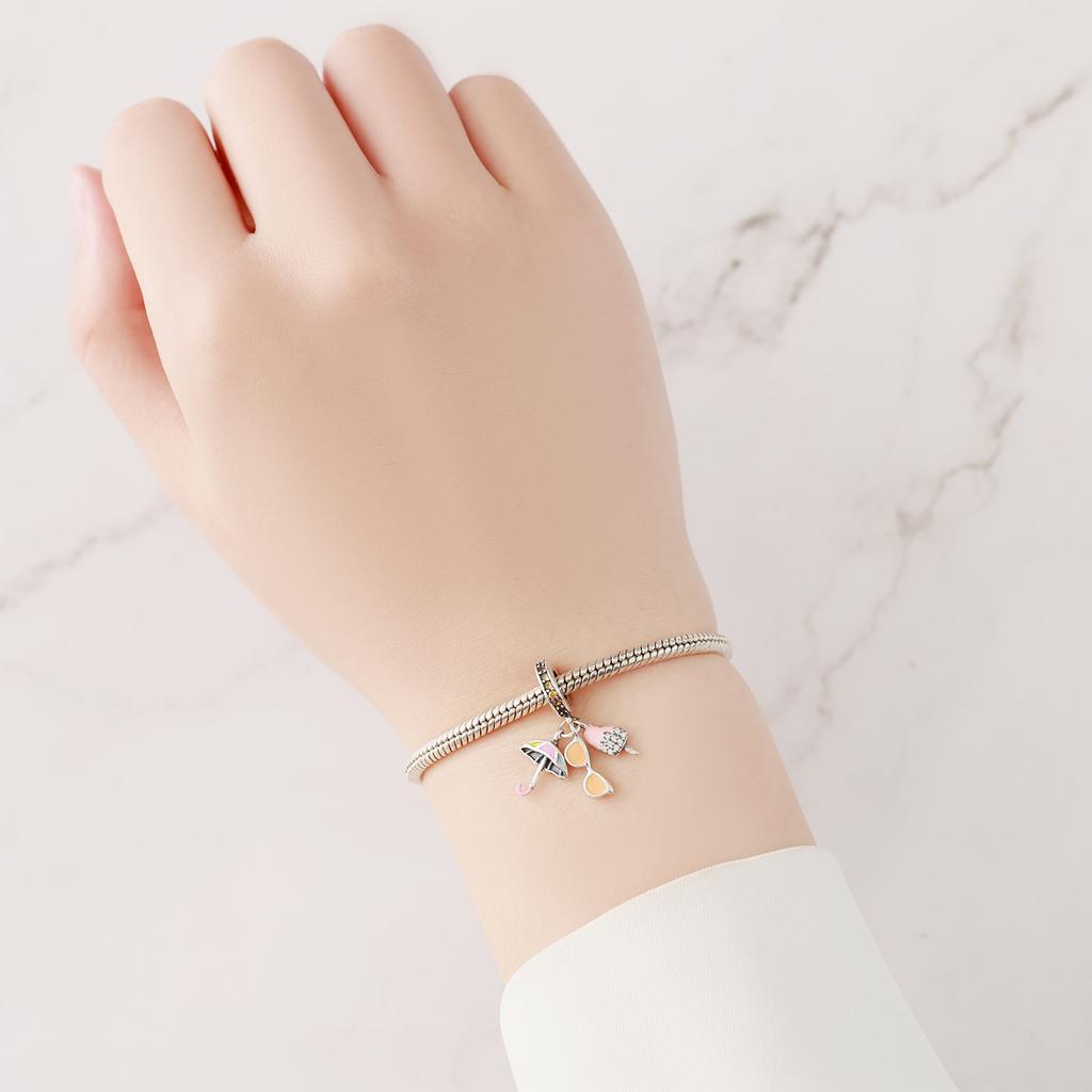 New Copper Sunshade Sunglasses Ice Cream Summer Pendant Bead Compatible With Authentic Charm Bead Charms Bracelets Jewerly Accessories Gifts