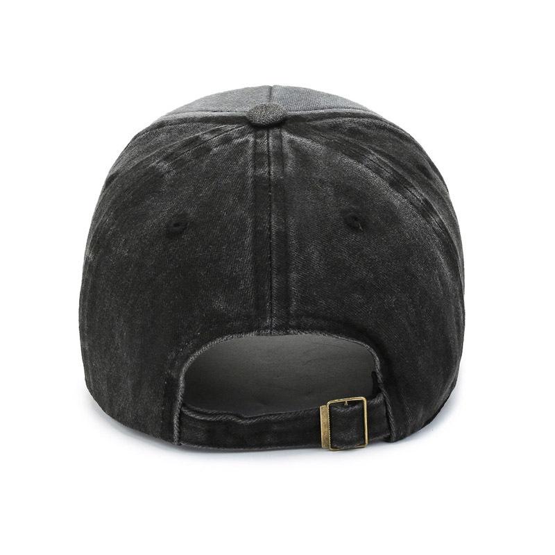 Baseball caps men's and women's spring and autumn retro washed cotton embroidered letters sunshade soft top cap shark hat