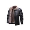 Men's Fashionable Thickened Velvet Leather Jacket - Light Business Casual, Square Collar, Ideal for Autumn/Winter
