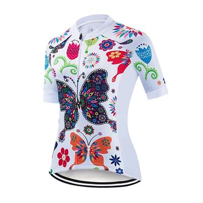 Women's Cycling Jersey Short Sleeve Bike Shirt Full Zipper Road Bicycle Biking Tops with Rear Pockets
