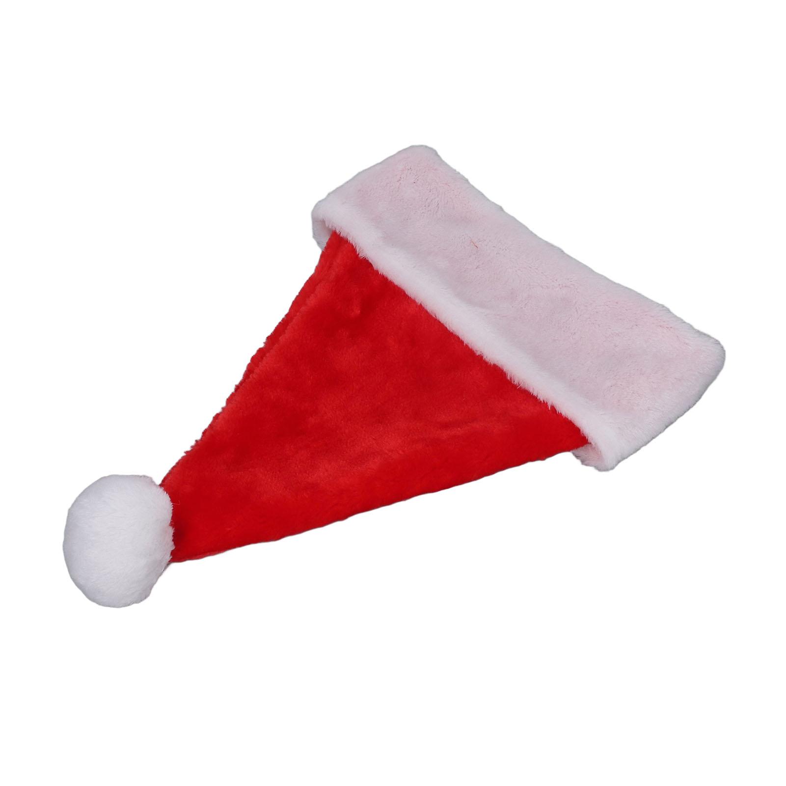

Christmas Hat Thickened Lining Short Plush Hand Washable Red White Attractive Decorative Holiday Hat