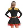 Women Circus Ringmaster Bodysuit Dress Long Sleeves Fringe Shoulder Patches Sparkly Sequins Halloween Costume