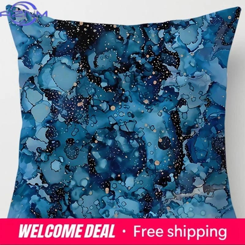 Blue Abstract Painting Pillowcase Office Living Room Home Pillowcase Car Ornaments