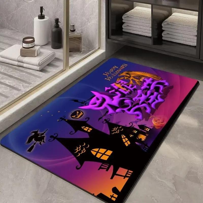 Halloween Decoration Soft Flannel Anti-slip Entrance Door Mat Bathroom Mat Corridor Kitchen Protection Stain Resistant Carpet