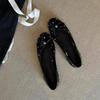 New Retro Rivet Belt Buckle Single Shoe Spring Autumn Women Casual Commuting Daily Round Head Concise Flat Shoes 34-43