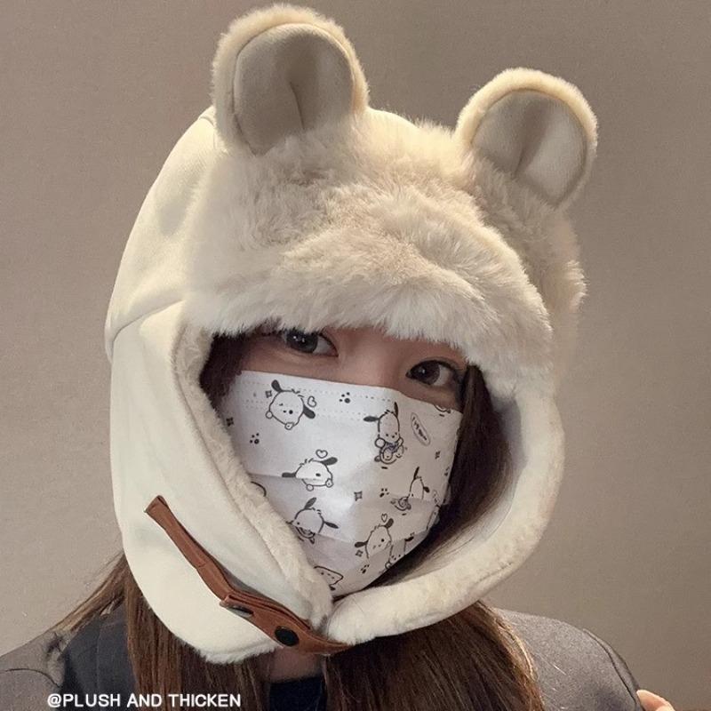 Hat female winter cute ears plush warm thickened student winter riding warm artifact