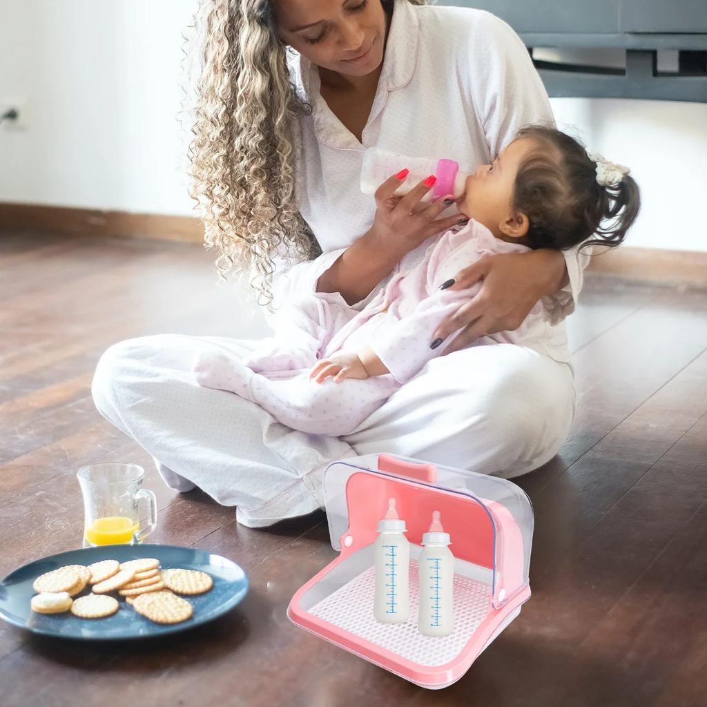 Baby Bottle Storage Box Drying Rack Container Pp Material Space Saving Organizing Solution for Milk Bottles Accessories