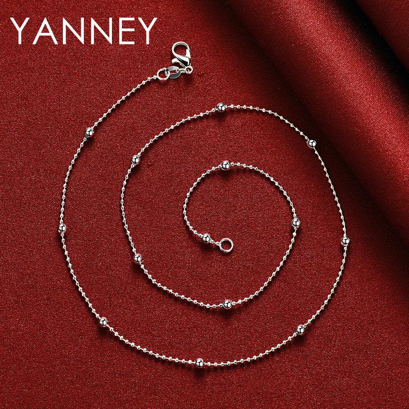 New 925 Sterling Silver 16-24 Inches Sweater Bead Chain Necklace Women Fashion Charm Wedding Party Favors Jewelry