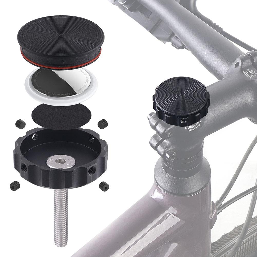 Bike Headset Top Cap Waterproof Bicycle Mount Anti-Theft Case Aluminum Alloy Bicycle Headset Cap Protective Case for Airtag