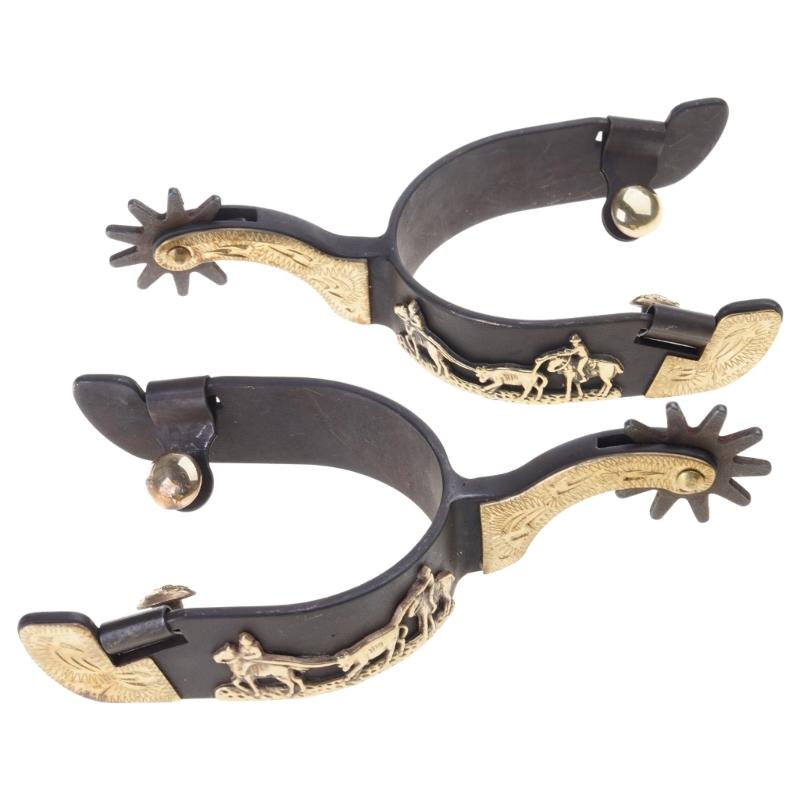 Mild Steel Horse Spur Western Cowboy Spur Mens Roping Spur with Gear Boot Decoration Horse Riding Accessories Enduring