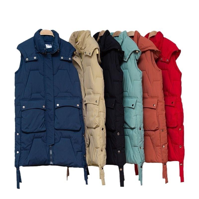 Modische Baumwollweste für Damen, mittellang und lang, Herbst und Winter, verdickte warme Weste, Jacke, schlanke und dünne Studentenweste, Flut
