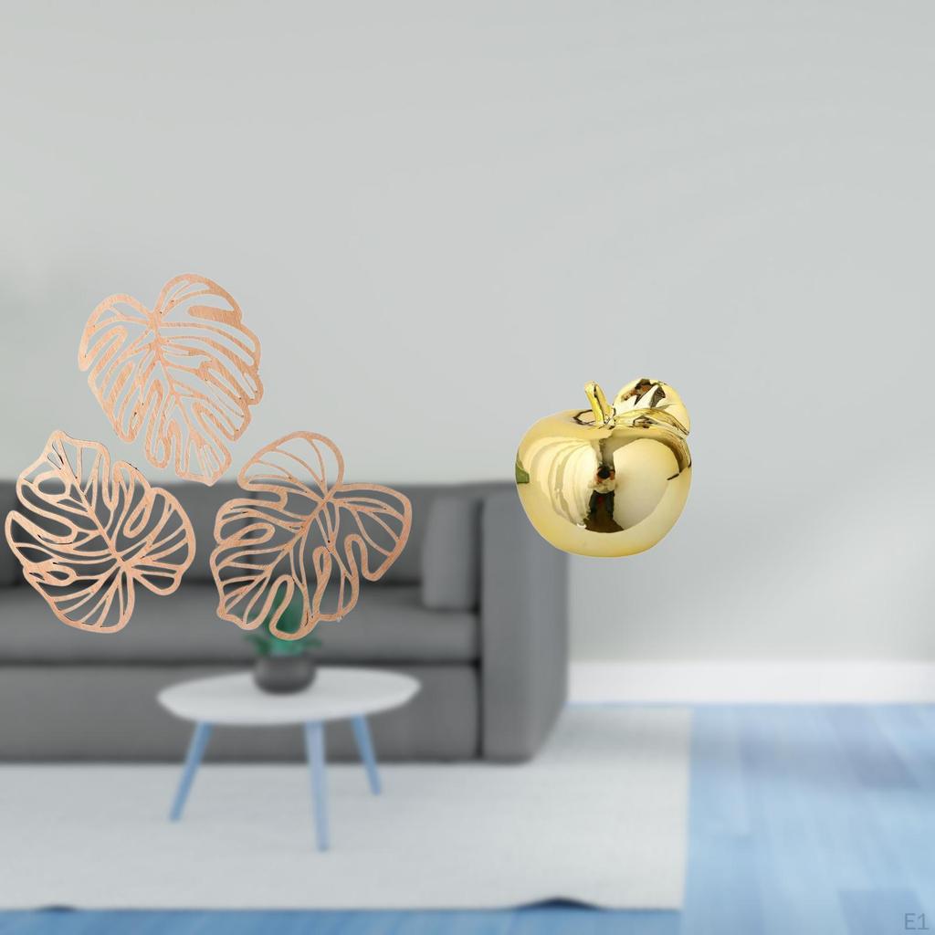 Creative Palm Leaves Wood Wall Decor And Fruit Sculpture Ceramic Figurine Ornament for Tropical