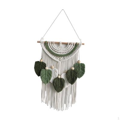 Leaves Woven Tapestry Macrame Wall Hanging Bohemian Art Home Decoration Leaf Tassel for Bedroom
