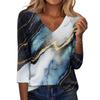 Women's Fashion Casual Three-quarter Sleeve Raglan Sleeve Vintage Floral Print V-Neck Top