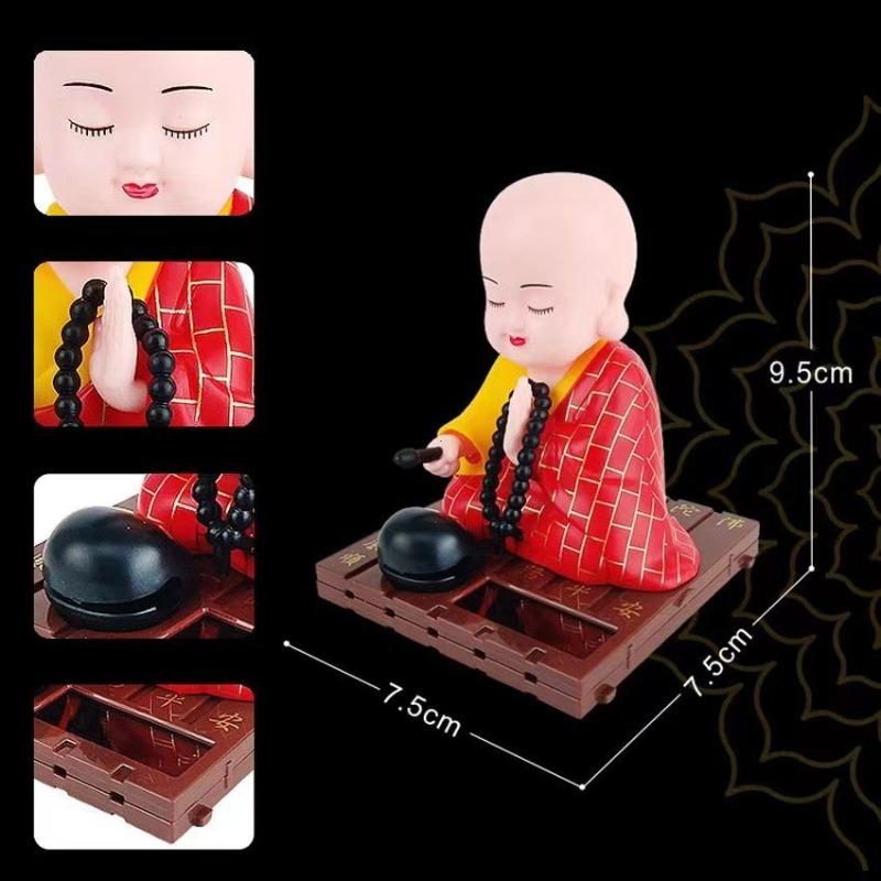 Solar Little Monk Ornamente creative pentru mașini Decorațiune pentru bord în stil chinezesc Budism Ornament norocos Accesorii interioare auto