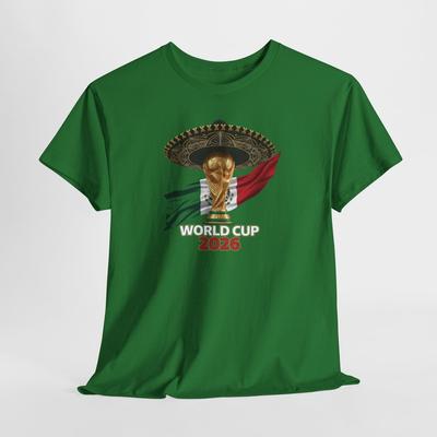 Mexico World Cup 2026 Unisex Heavy Cotton Tee, Green Soccer Shirt, Football Fan