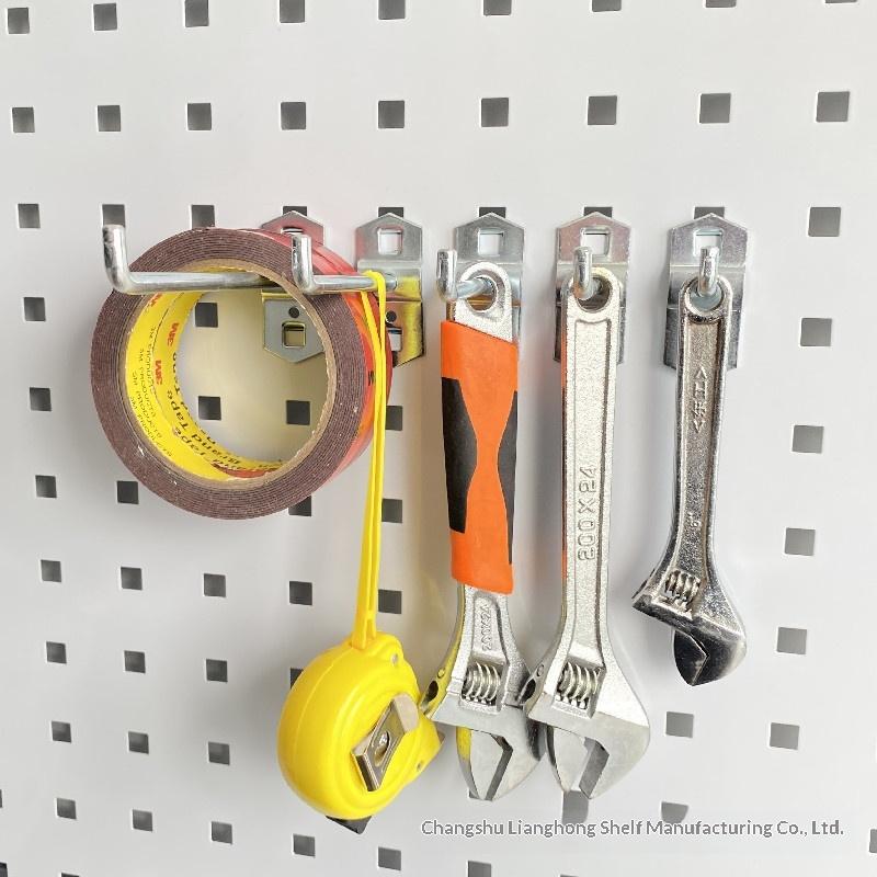 5Pcs Square Hole Board Hook Pegboard Hooks Shelf Metal Hook Garage Pegboard Hanger Wall Mount Storage Rack
