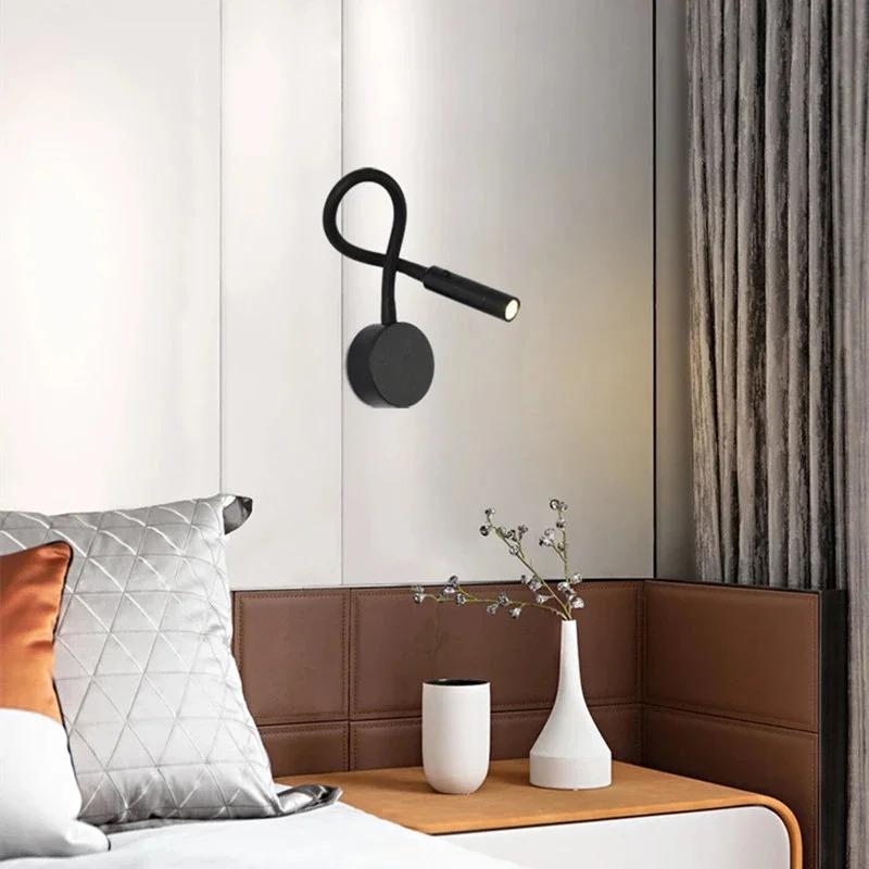 Gooseneck LED Reading Wall Lamp with Switch Flexible Adjustable Wall Mounted Bedroom Bedside Headboard Desk Led Light Fixture